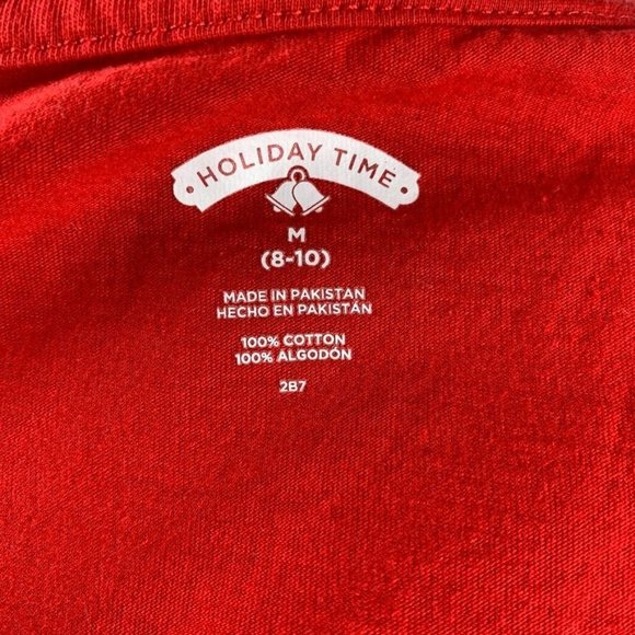 Holiday Time Red Calories Don't Count On Christmas T-shirt Cotton M (8-10) - Picture 6 of 7